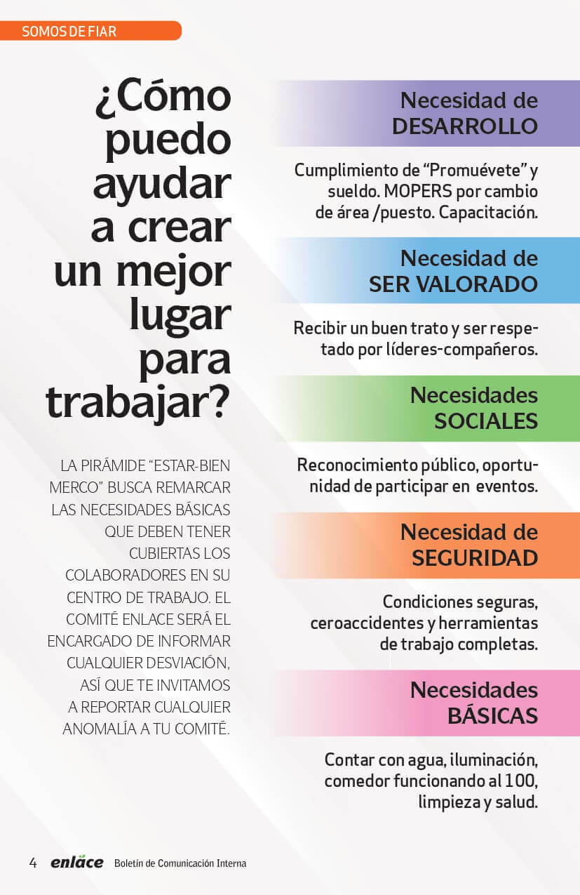 ¿Cómo puedo ayudar a crear un mejor lugar para trabajar? Desarrollo. Valores. Social. Seguridad. Necesidades básicas.