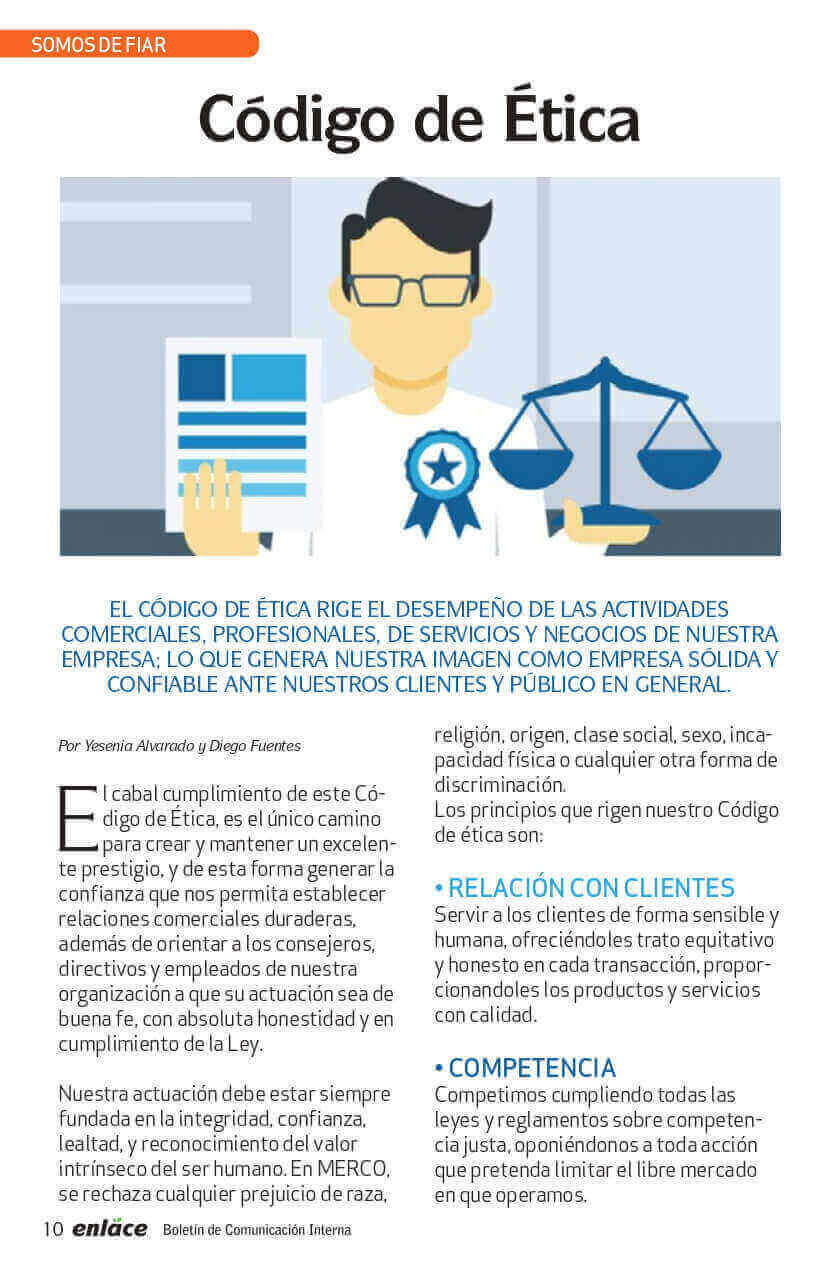 Boletín. Código de ética. Relaciones con clientes. Competencia.
