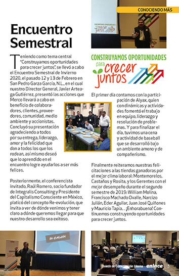 Encuentro semestral. Crecer juntos. Conociendo más. Revista Merco