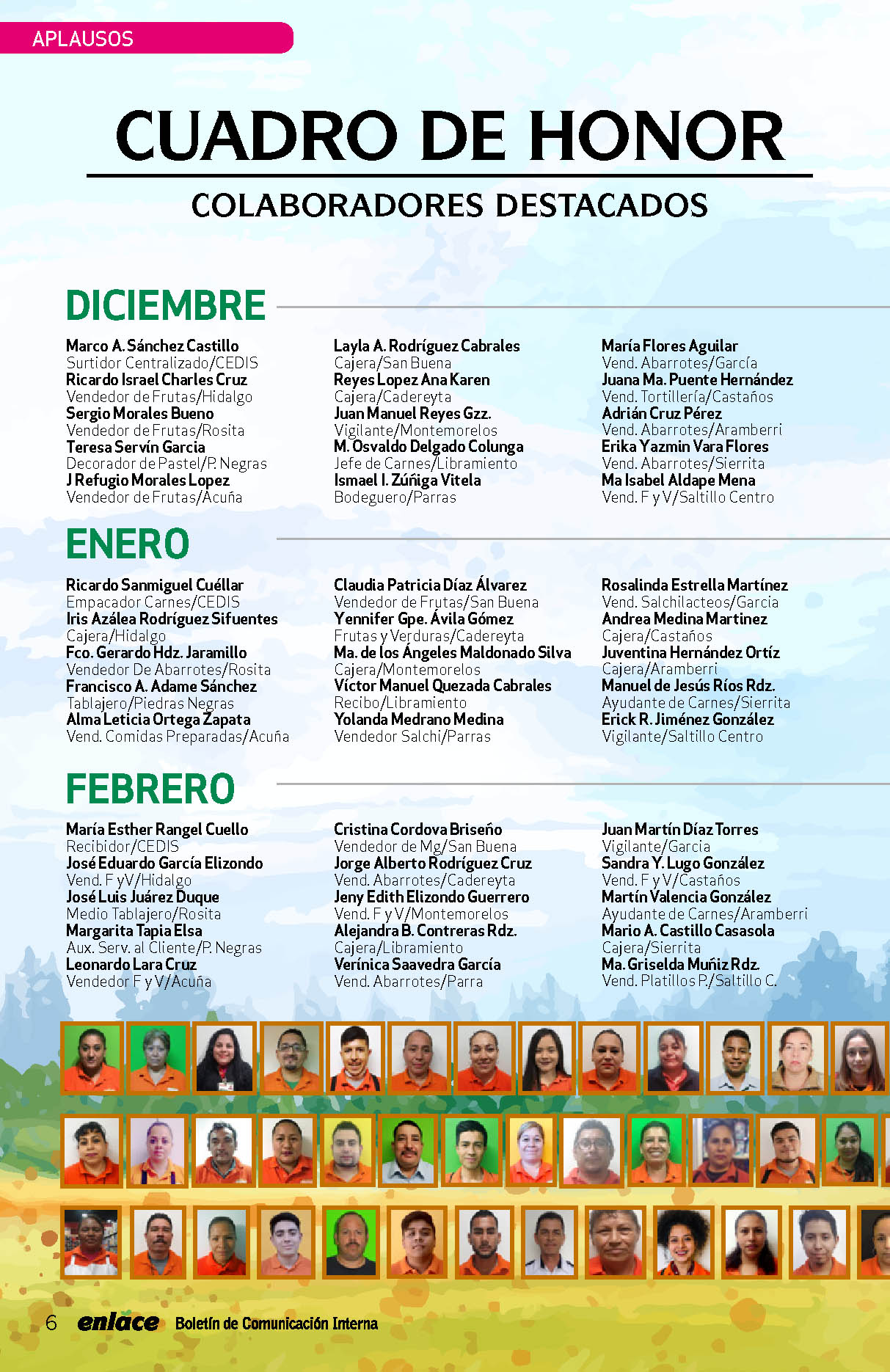 Salón de la fama. Colaboradores destacados. Cuadro de honor. Merco Diciembre, Enero y Febrero.