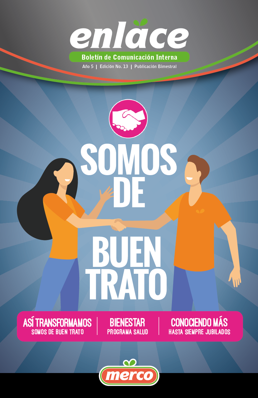 Cartel de boletín de comunicación interna. Buen trato. Trabajo en equipo